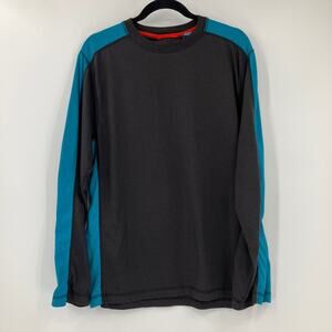 Chaps Ralph Lauren Navy Blue Teal Long Sleeve Colorblock Crew Neck Tee Shirt Top